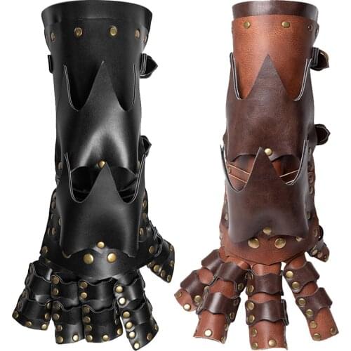 Half Finger Leather Gloves for Men Driving Sport Gloves Elbow Arm Wristband Wrap