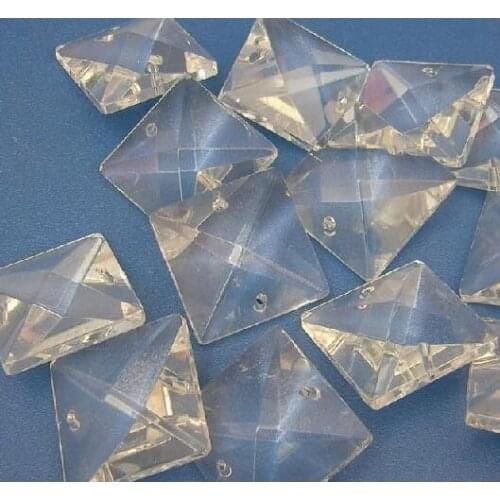 200PCS/lot 22MM SQUARE glass beads in 2 holes CRYSTAL PRISM OF CHANDELIER prism beads free shipping