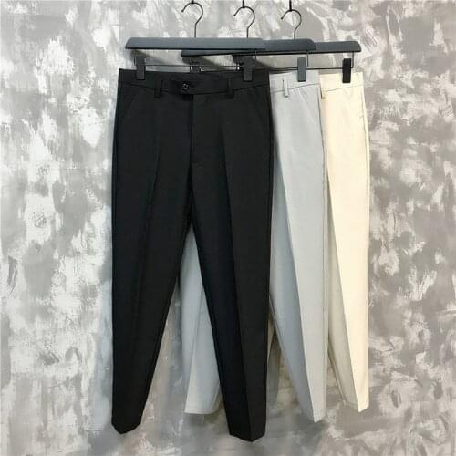 Summer new mens trousers, casual pants, thin and breathable Korean version of slim nine-point pants casual classic mens brand