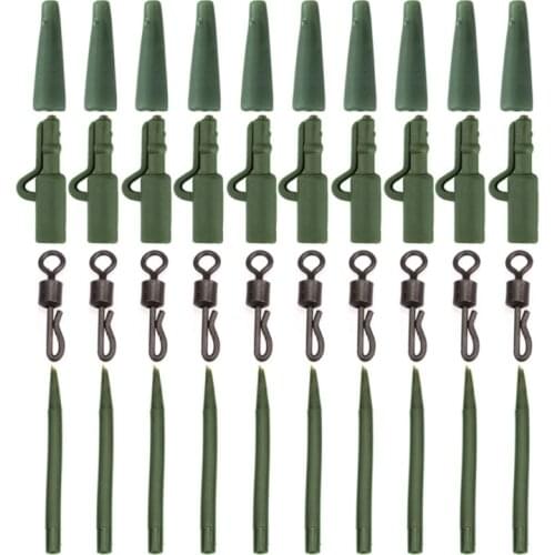 2021 Top 40 Pcs Carp Fishing Accessories Lead Clip Quick Change Swivel Tail Rubber Sleeve