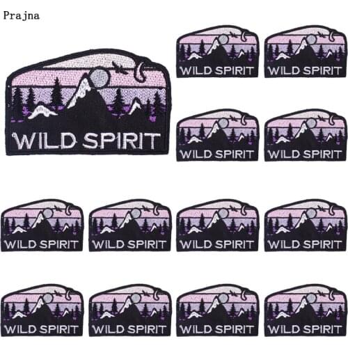Prajna 10 PCS Outdoor Travel Patches On Clothes Wild Spirit Patch Iron On Embroidered Patches Fro Clothing Stickers Applique