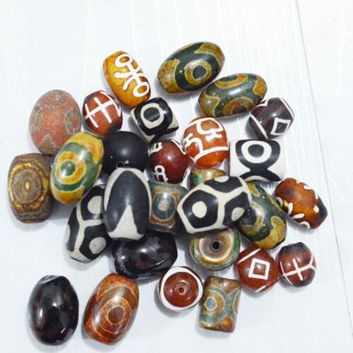 FLTMRH Natural Tibetan Agatas Dzi Beads tone Loose Beads Jewelry Prayer Mala black Tibetan Mystical Onyx Dzi DIY Making