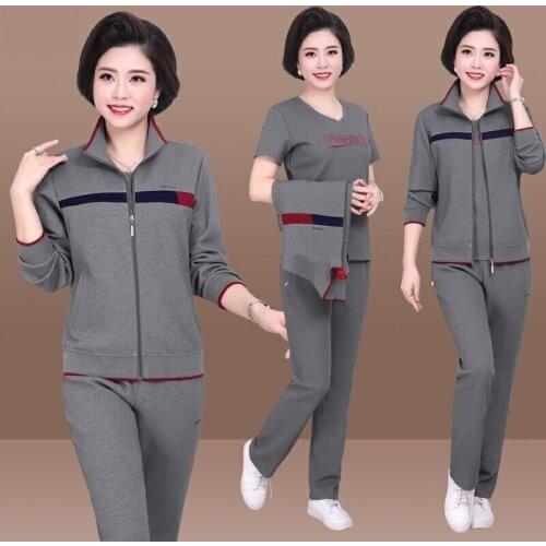 New Three-piece Set Womens Jacket And Harem Mom Spring And Autumn 3-Piece Set