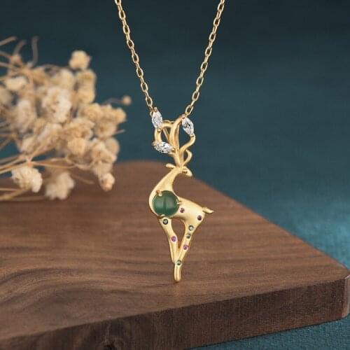 Cute Sika Deer Necklace for Women Chinese Ethnic Retro Classic Necklace FOR Female Animal Jewelry Vintage Girls Gift M4