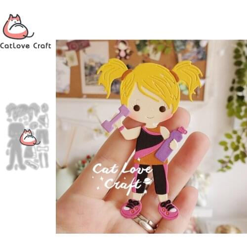 Lifting dumbbells fitness girl Metal Cutting Dies Scrapbooking Stencil Die Cuts Card Making DIY Craft Embossing New Die For 2021