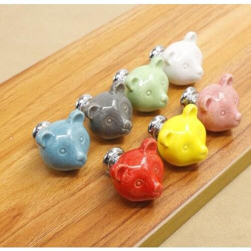 Lovely Cartoon Panda Shape Cabinet Door Knobs Kids room furniture Drawer Dresser Ceramic Knob Pulls Handle YH1650