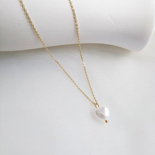 Romantic Creative Heart-shaped Pearl Pendant Necklace Charming Womens Gold Color Clavicle Chain Fashion Wedding Jewelry Gift