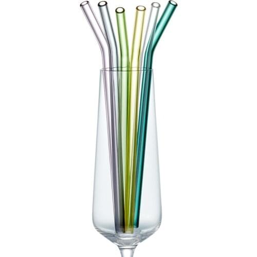6 Color/lot Straw Glass Drink Straws Bent 15cm x 5cm x 0.8cm Perfect Reusable straw For Smoothies, Tea, Juice, Water, Essent