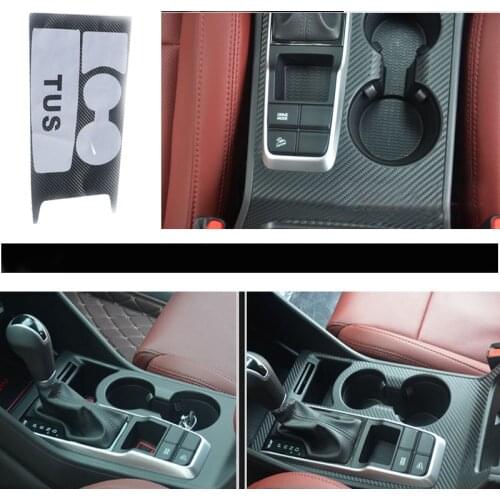 Car Styling Carbon Fiber Stickers For Hyundai Tucson 2018 2017 2016 2015 Accessories AT Gears Shifter Knobs Panel Cup Frame