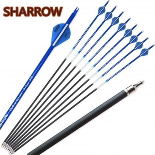 6/12pcs 30" Archery Carbon Arrows Spine 500 Carbon Hunting Carbon Arrows Replaceable Broadhead For Training Shooting Accessories