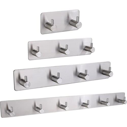 SUS304 Stainless Steel 6 Robe Hooks Wall Mounted Modern Kitchen Lavatory Bathroom Robe Coat Hook Shower Ball Key Towel Hanger