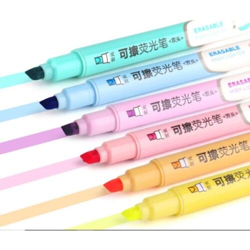 Highlighter Pen 6pcs Double Head Erasable Highlighter Pen Marker Pastel Liquid Chalk Fluorescent Pencil Drawing Stationery