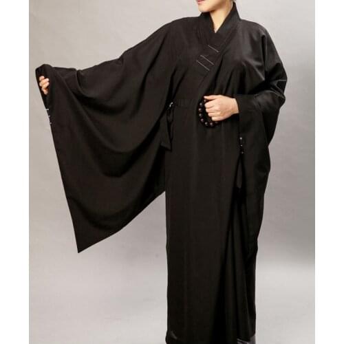 UNISEX buddhism haiqing high quality monks abbot martial arts haircords clothing lay meditation robegown buddhist suits black