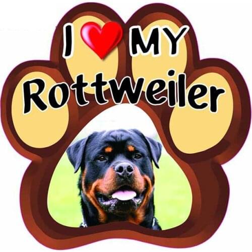 Dawasaru 13cm X 12.8cm for I Love My Rottweiler Dog Paw Car Stickers Decal Motorcycle Trunk Bumper Windshield Vinyl Car Wrap