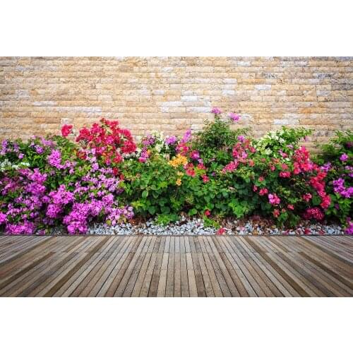 VinylBDS Wedding Theme Photography Backdrops Brick Wall Props For Newborn Photo Shoot Cotton Flower Studio Background