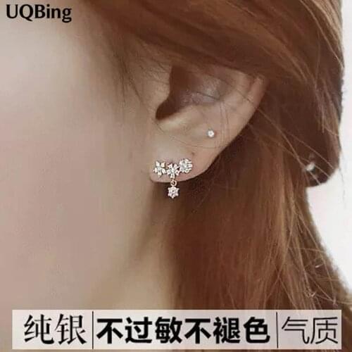 2017 Fashion Retro Crystal Stud Earring 925 Sterling SIlver Snowflake Earrings High Quality Fashion Jewelry For Women Earring