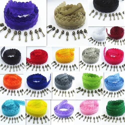 1M 2 Zipper Puller 3# 20 Color Nylon Lace Six Hole Zipper Used For Sewing And Skirt Clothing Accessories