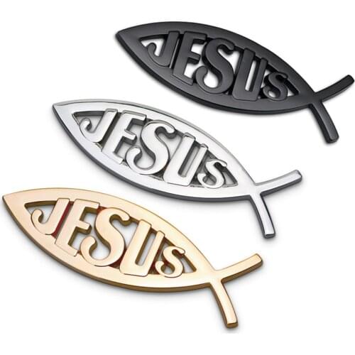 1PC 10x4cm JESUS Fish Christian Crafts Symbol Car Styling Metal Universal Sticker Emblem 3D Badge Decal Auto Decorative Ornament