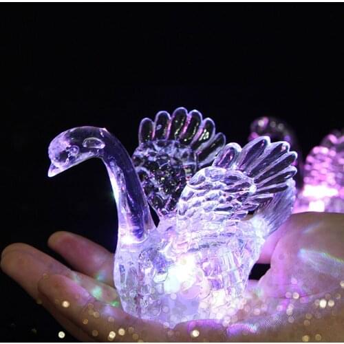 10 pcs/lot LED Swan Animal Night Lights Colorful flashing blinking Table Desk Lamps Holiday Party wedding decoration Kids Toys