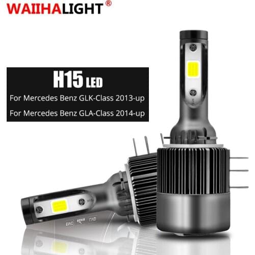 2x H15 Car LED Headlight COB CSP Chip Light Bulbs For Audi BMW Benz GLK260 Volkswagen Day time Running Lights Golf 7 6 6500K