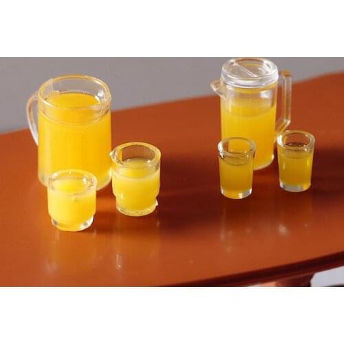 3pcs/set Dollhouse Miniature Food Orange Juice Jug / Cups For Dollhouse Kitchen Furniture Accessories
