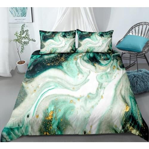 3 Pieces Marble Duvet Cover Set Green Gold Luxury Marble Bedding White Marble Abstract Art Quilt Cover Queen Bed Set Dropship