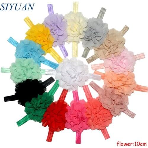 32pcs/lot 10cm Chiffon Flower Elastic Headband DIY Hair Accessories Kids Photgraphy props HB031
