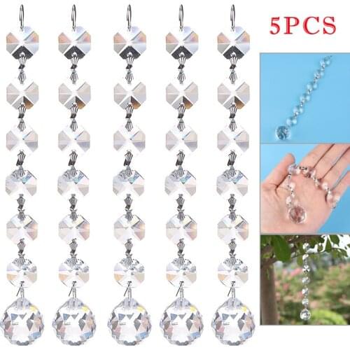 5pcs Clear Glass Chandelier Drops Beads 20mm Crystal Light Ball Prism Beads Ball Octagon Pendants Light Lamp Decor