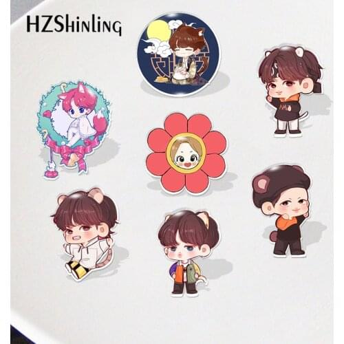 Anpanman Kpop j hope v jk jm suga Cartoon Acrylic Lapel Pins Badge Lapel Pins Resin Epoxy Jewelry Accessories
