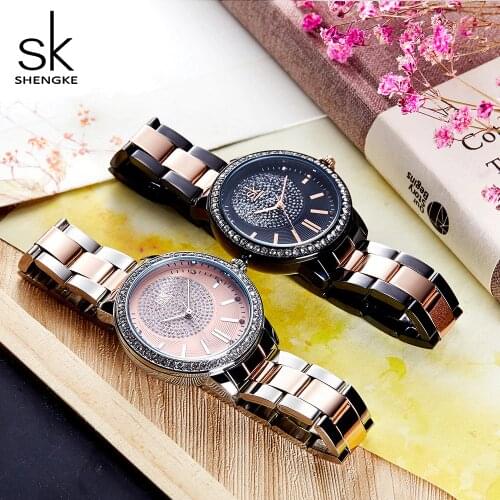 Women Rose Gold Watch Fashion Top Brand Luxury Crystal Dial Wrist Watches Ladies Girl Clock Quartz Watches Relogio Feminino Box