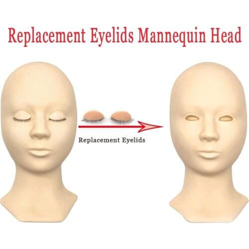 3 Colors Eyelashes Extension Training Mannequin Head Can Replacement Eyelids Professional Massage Training Heads Tool