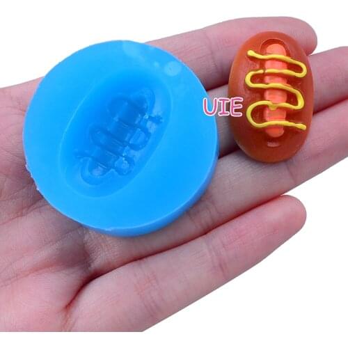 GYL483U 29.4mm x 18.6mm Hot Dog Silicone Mold Fondant Cake Decoration Candy Resin Clay Earrings Necklace Craft Soap Candle