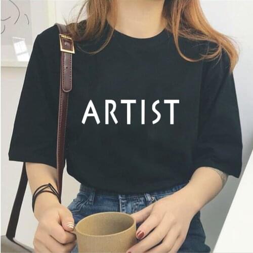 Artist letter printing T-shirt new summer casual Harajuku cotton tees tops street round neck plus size women clothes T shirts