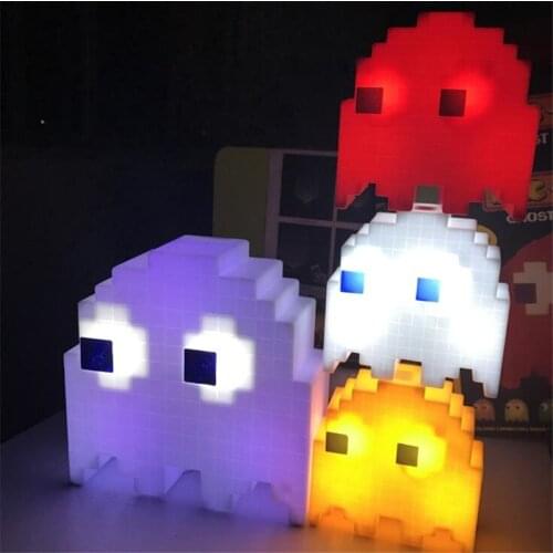 Game Pac Night Light Ghost Cartoon Lamp Pakkuman Pixel Lampara Bedroom Decoration Lampe Neon Sign Lampki Nocne Xmas Kid Gift