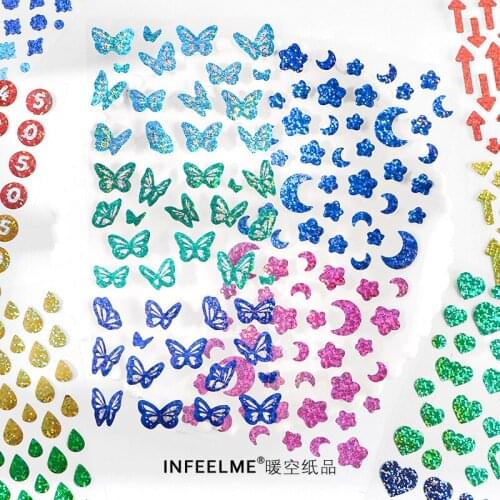Cute Sparkling Sequins PET Stickers Sparkling Fragments Series Decorative Scrapbooking Stick Label Diary Stationery Album Kawaii