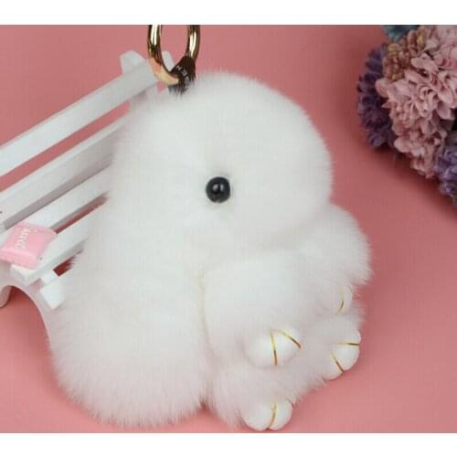 Fashion 14CM Wild Fur Long-Haired Rabbit Pendant Car Keys & Bags Charm Pendants Multicolor Keychain Beautiful Jewelry 10