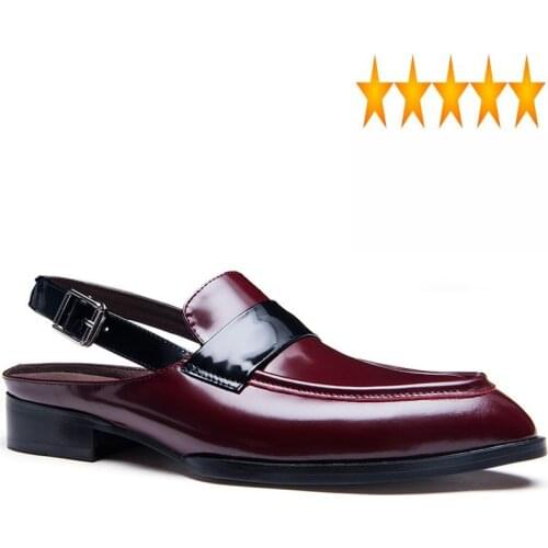 Summer 2021 Closed Men Brand Pointed Toe Genuine Leather Dress Shoes Designer Breathable British Buckle Sandals