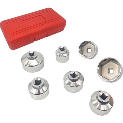 7 Pieces 3/8'' Oil Filter Cap Wrench Socket Set Tool Kit, 24 27 29 30 32 36 38mm Replacement for Mercedes Benz VW BMW