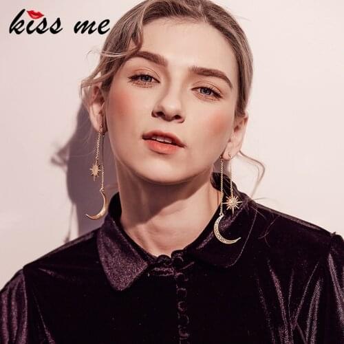 Kissme Exquisite Shiny Crystal Star Moon Stud Earrings For Women Bohemia Earrings 2021 New Fashion Jewelry Wholesale Brincos