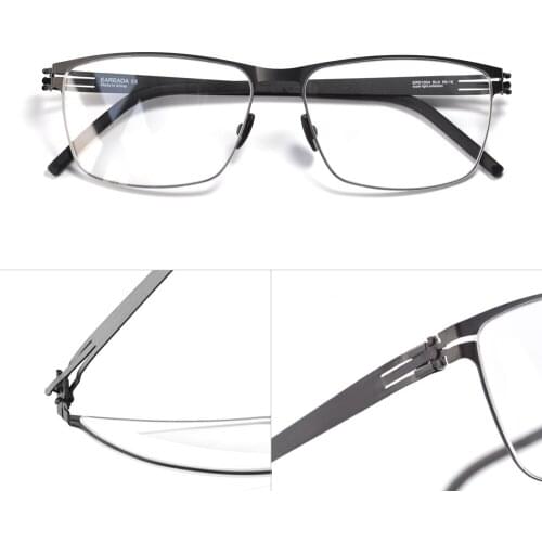 Alloy Metal Black Glasses For Men Thin Square Eyewear Frame Gentle Men Screwless Germany Design Metal Glasses Prescription Lens
