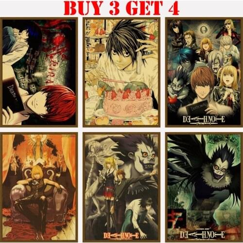 Japanese Anime DEATH NOTE Movie Kraft Paper Home Room Movie Anime Wall Retro Vintage Poster For Home Decor Room