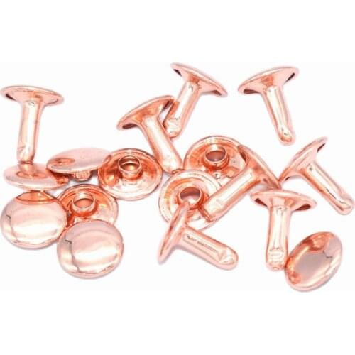 10mm Rose gold Material Double Cap Rivets Studs for Leathercrafts Fastener Snaps Prong Studs rapid rivets 50set