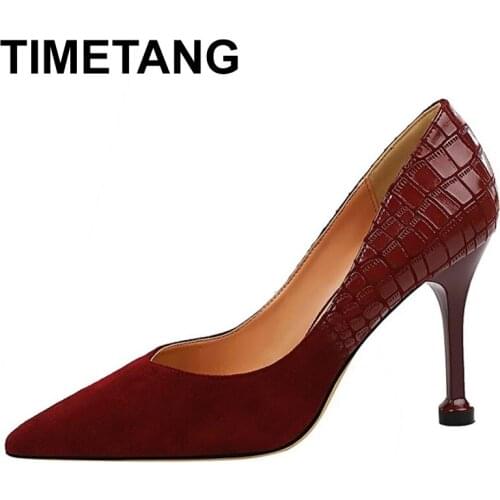 TIMETANG Women Pumps Snake Shoes Woman Pointed Toe High Heels Shoes Luxury Designer patry Wedding Bridal Shoes Sexy High Heels