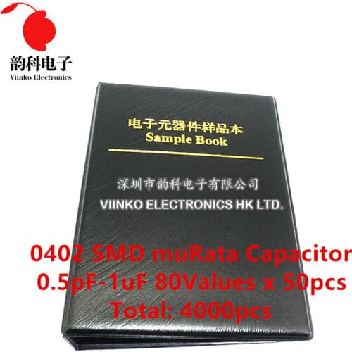 0402 Japan muRata SMD Capacitor Sample book Assorted Kit 80valuesx50pcs=4000pcs (0.5pF to 1uF)