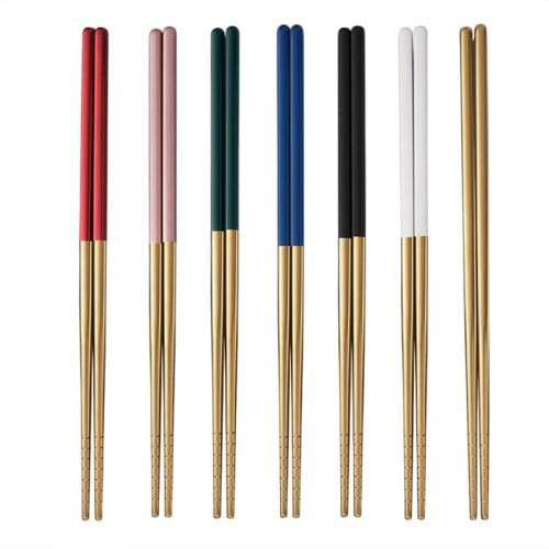 1 Pair 304 Stainless Steel Chinese Chopstick Creative Square Non-Slip Kitchen Tableware Sushi Fast Food Noodle Chopsticks Sticks