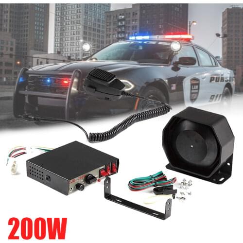 1pc Car Horns 200W PA Black Metal Flat Speaker,12V Megaphone Electronic Speaker For Emergency Truck US Police Siren