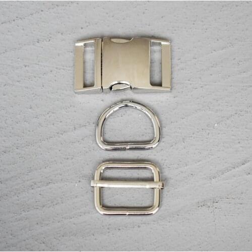 100 Sets 25mm Webbing Metal Hardware Strap Slider D Ring Release Belt Buckle For Dog Collar Paracord Sewing Accessory