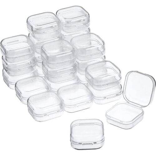 24Pcs Small Clear Plastic Beads Storage Containers Box with Hinged Lid for Storage of Small Items Crafts Hardware