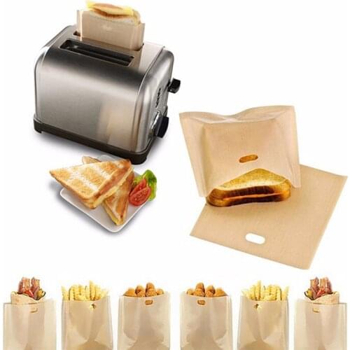 3 pcs/set Reusable Toaster Bag Non Stick Bread Bag Sandwich Bags Fiberglass Toast Microwave Heating Pastry Tools