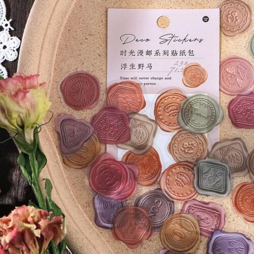 40 pcs/pack Retro Antique Sealing Wax Decorative Stickers Scrapbooking diy Stick Label Diary Stationery Album Journal Sticker